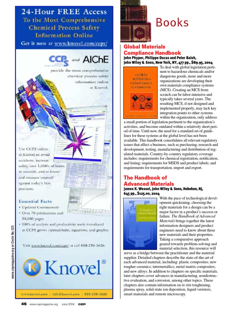Books Global Materials Compliance Handbook PDF Composite Material