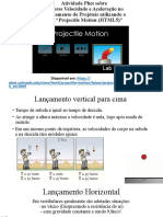 Atividade PHET - Velocidade e Aceleração No Lançamento de Projéteis