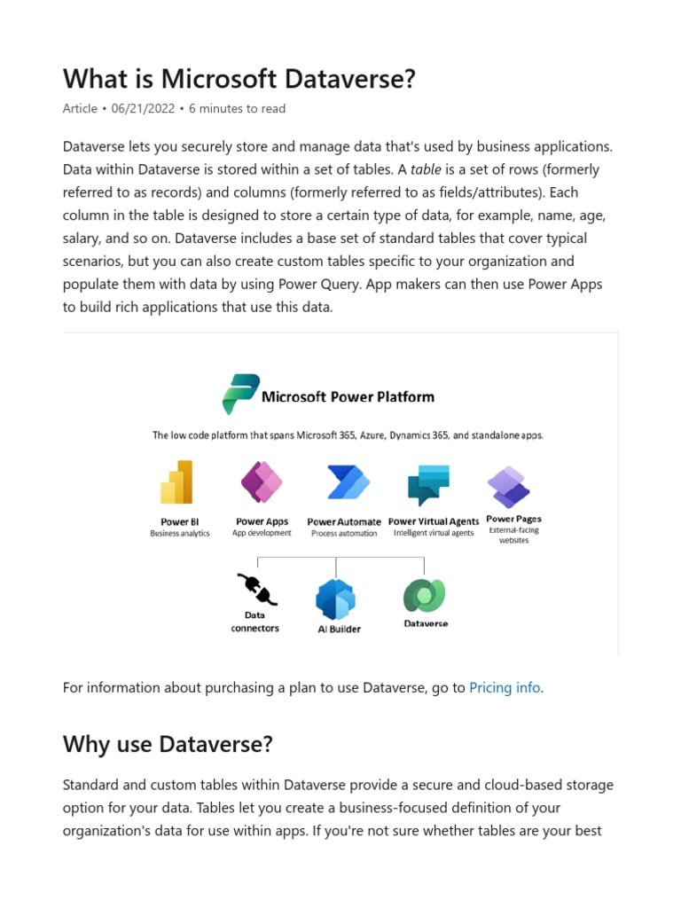Understanding Microsoft Dataverse | PDF | Application Software | Mobile App