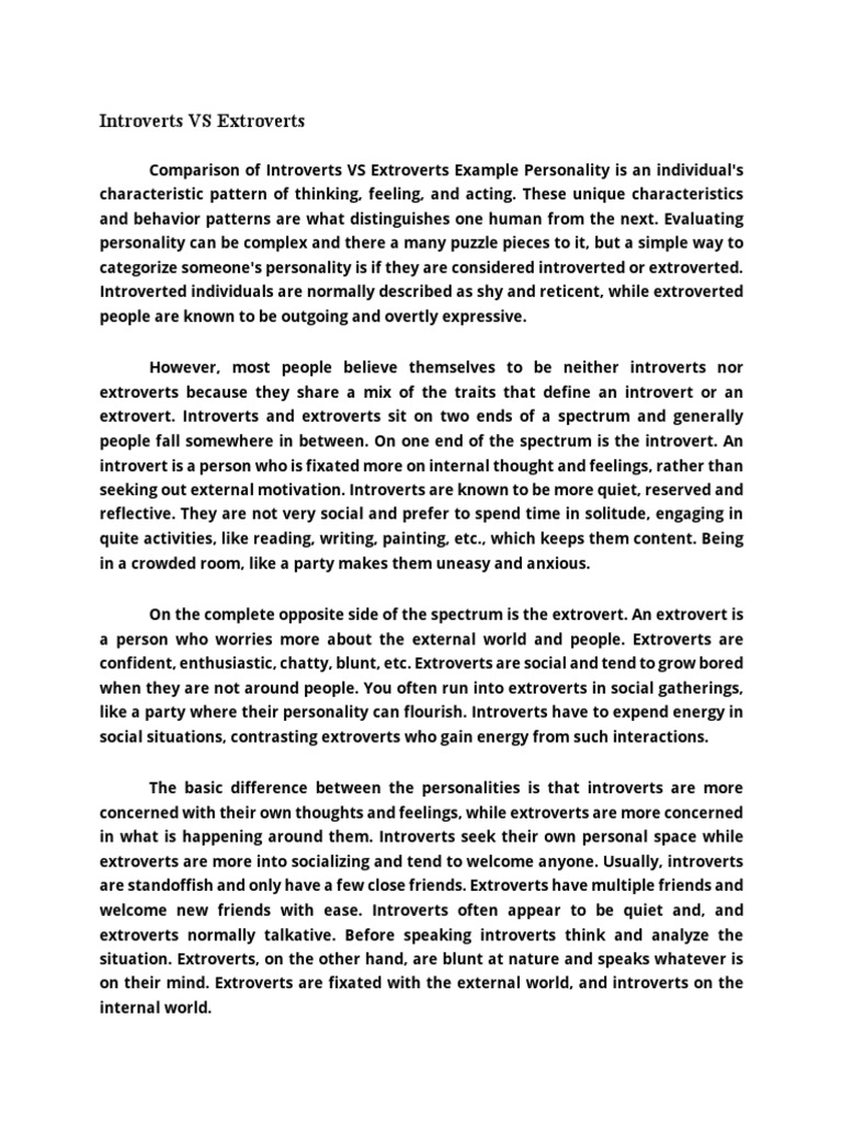 Introverts Vs Extroverts Pdf Extraversion And Introversion Cognition