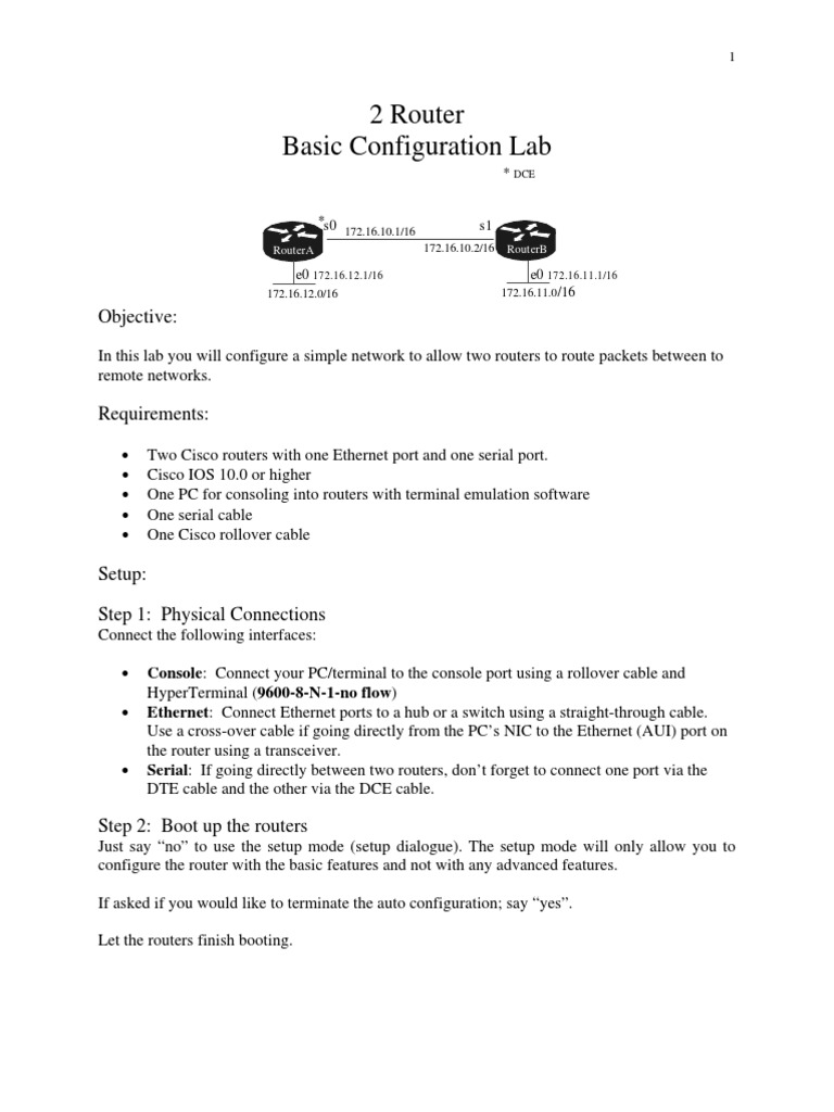 2 Router Basic Configuration Lab | PDF