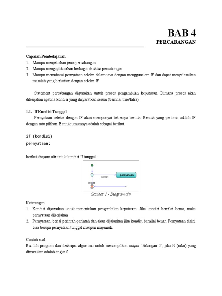 Struktur Percabangan dalam Java | PDF