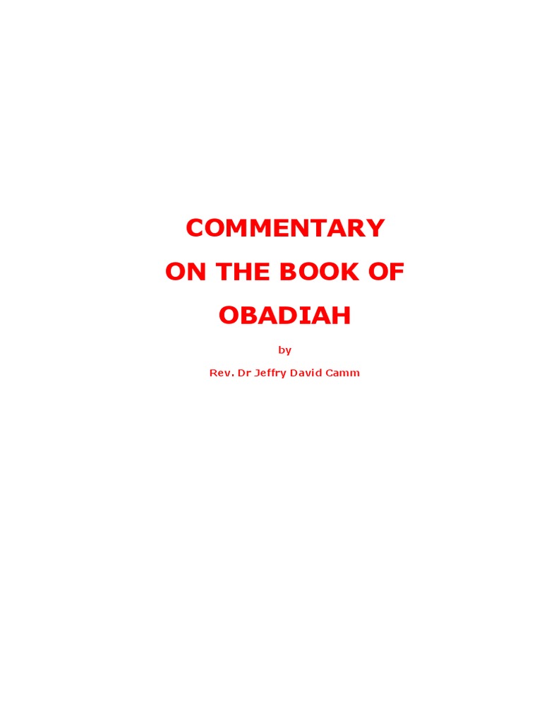 Commentary On The Book Of Obadiah Pdf Prophecy Jesus