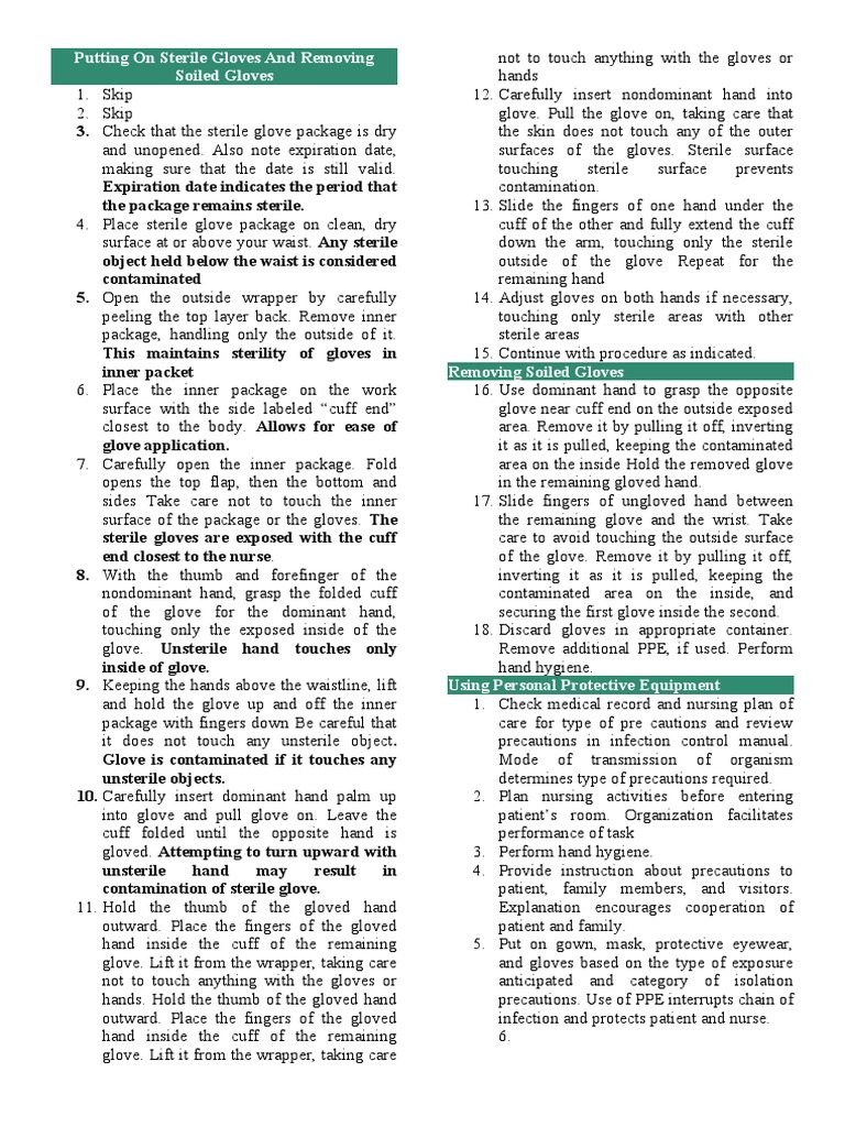 Bag Technique PDF Glove Safety