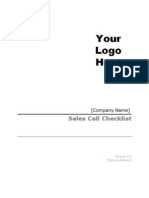 Sales Call Checklist Form