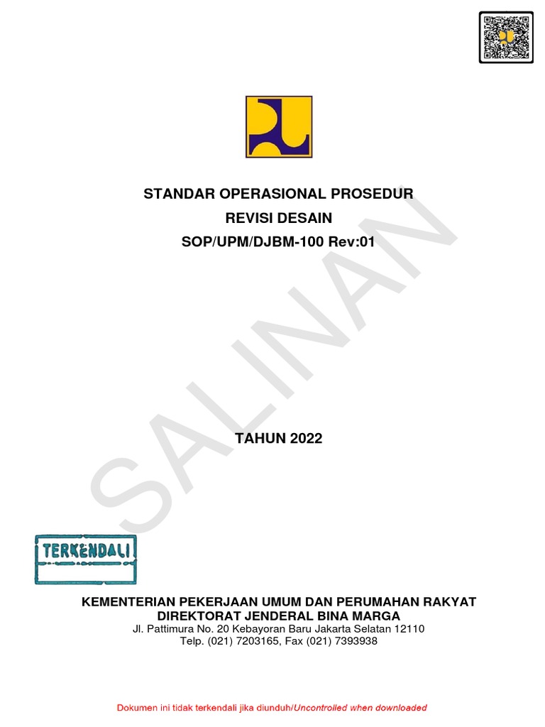 SOP Revisi Desain Bina Marga 2022 | PDF