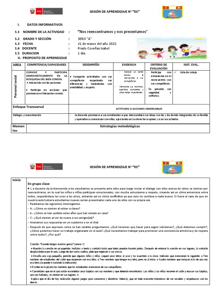 Normas de Convivencia Escolar para Niños | PDF | Salón de clases ...
