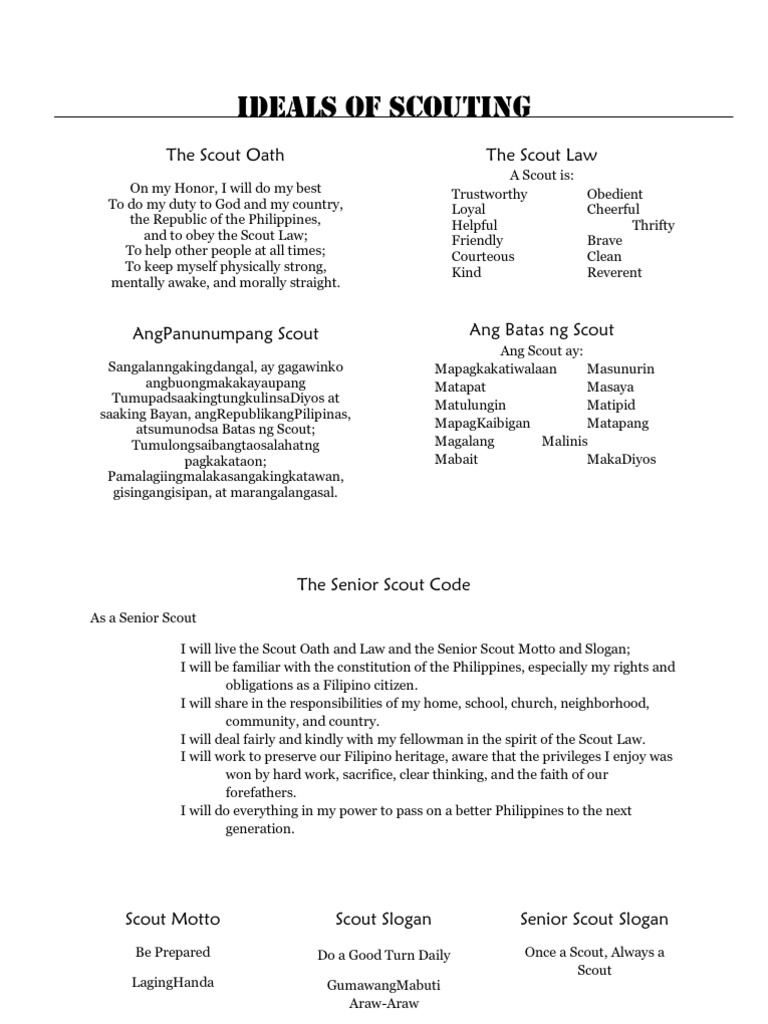 Scouting Ideals and Oaths in Tagalog | PDF