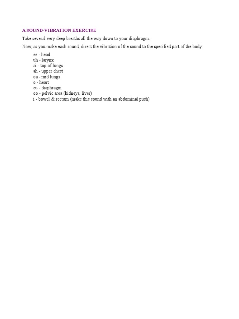 Sound Vibration Exercise Guide | PDF | Language Arts & Discipline