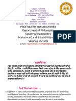 Prof - Rajesh Kumar Mishra Department of Philosophy Faculty of Humanites Mahatma Gandhi Kashi Vidyapith Varanasi-221002