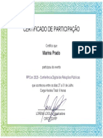Certificado de Participação: Marina Prado