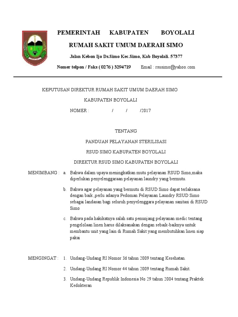 Panduan Sterilisasi RSUD Simo Boyolali | PDF