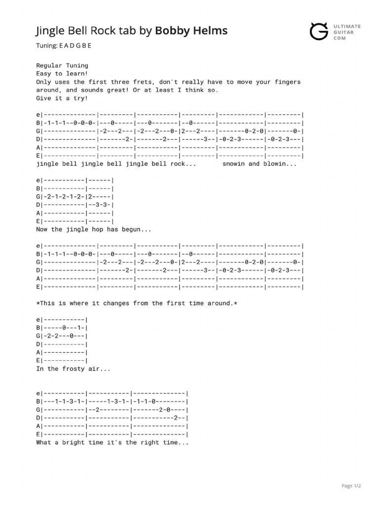 Jingle Bell Rock TAB | PDF
