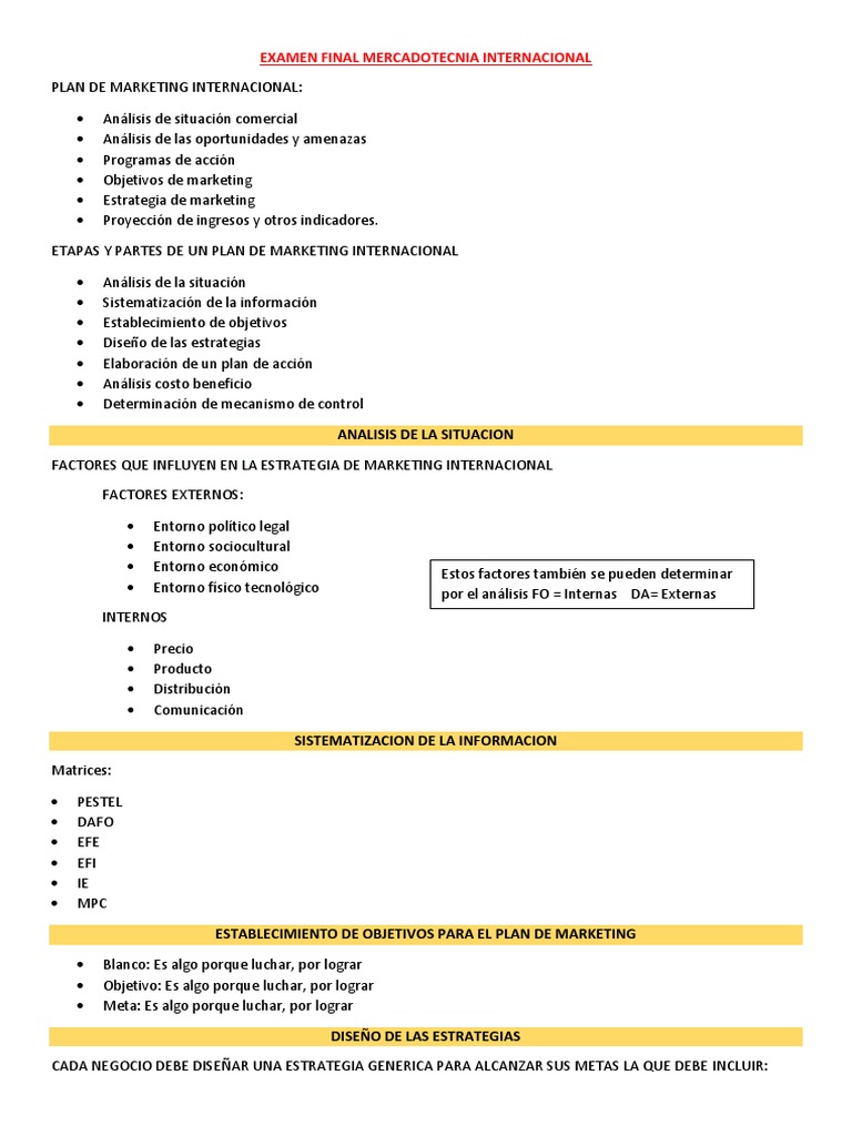 Plan de Marketing Internacional Efectivo | PDF | Marketing | Producto ...