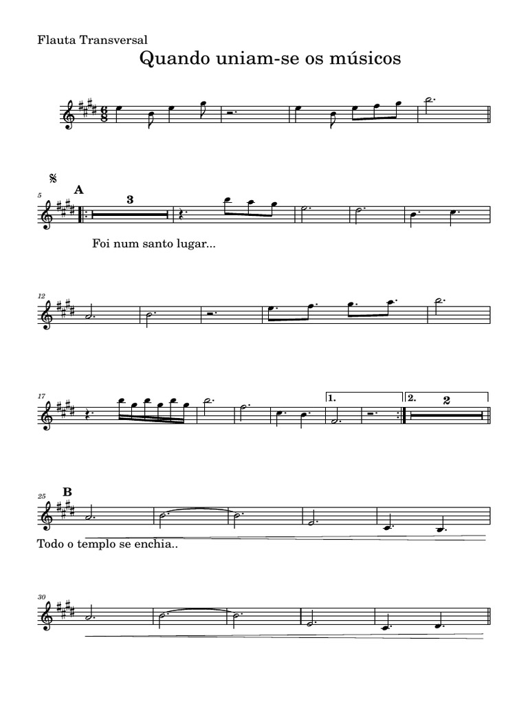 Quando Unian Se Os M sicos Flauta Transversal PDF