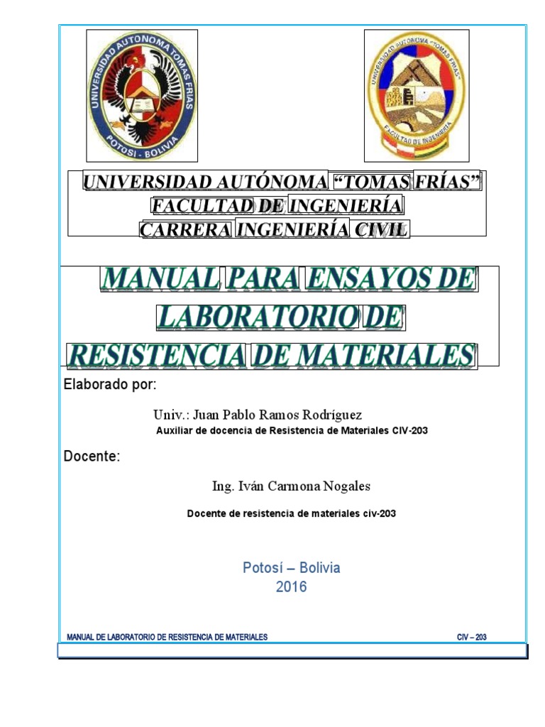 Manual de Laboratorio: Resistencia de Materiales | PDF | Acero | Hormigón