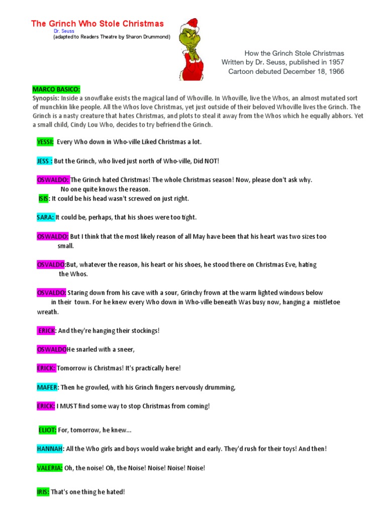 Grinch Who Stole Christmas Script | PDF | Christmas | Dr. Seuss
