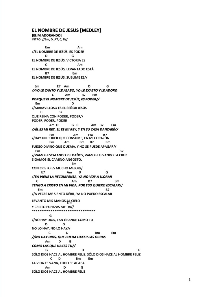 PDF El Nombre de Jesus Medley Acordes Compress | PDF