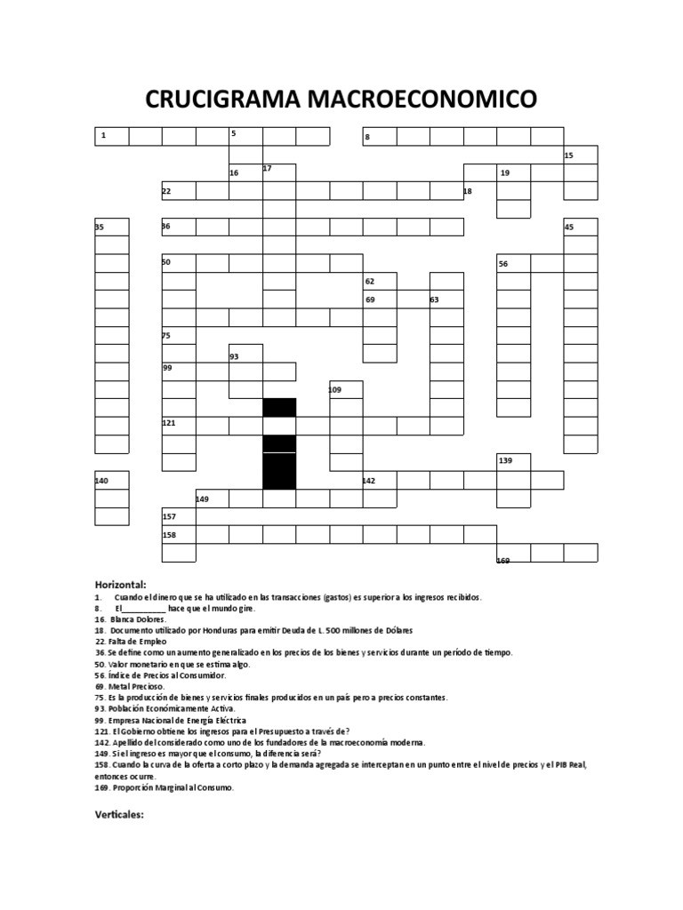 Crucigrama | PDF | Macroeconómica | Precios
