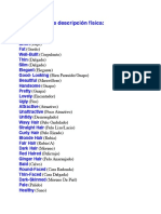 Vocabulario de Adjetivos Inglés