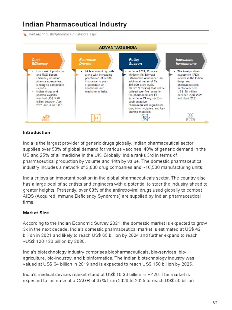 Indian Pharmaceutical Industry | PDF | Pharmacology | Pharmaceutical