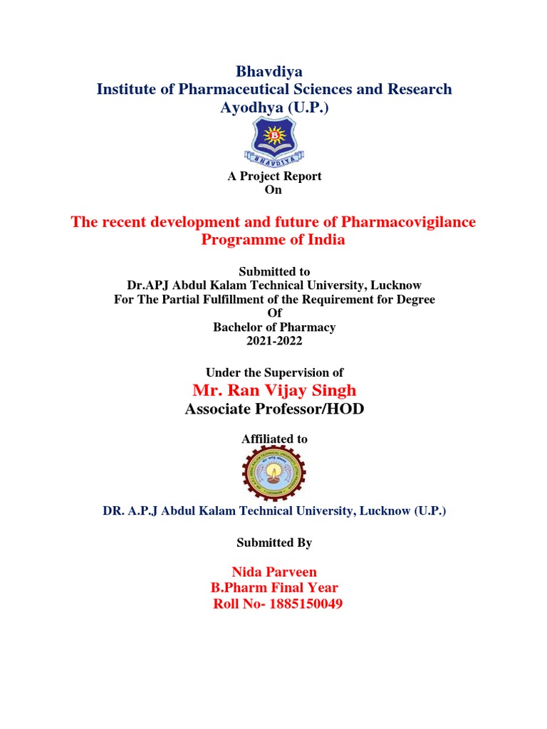 Nida Front Page222 | PDF | Academic Degree | Pharmacovigilance
