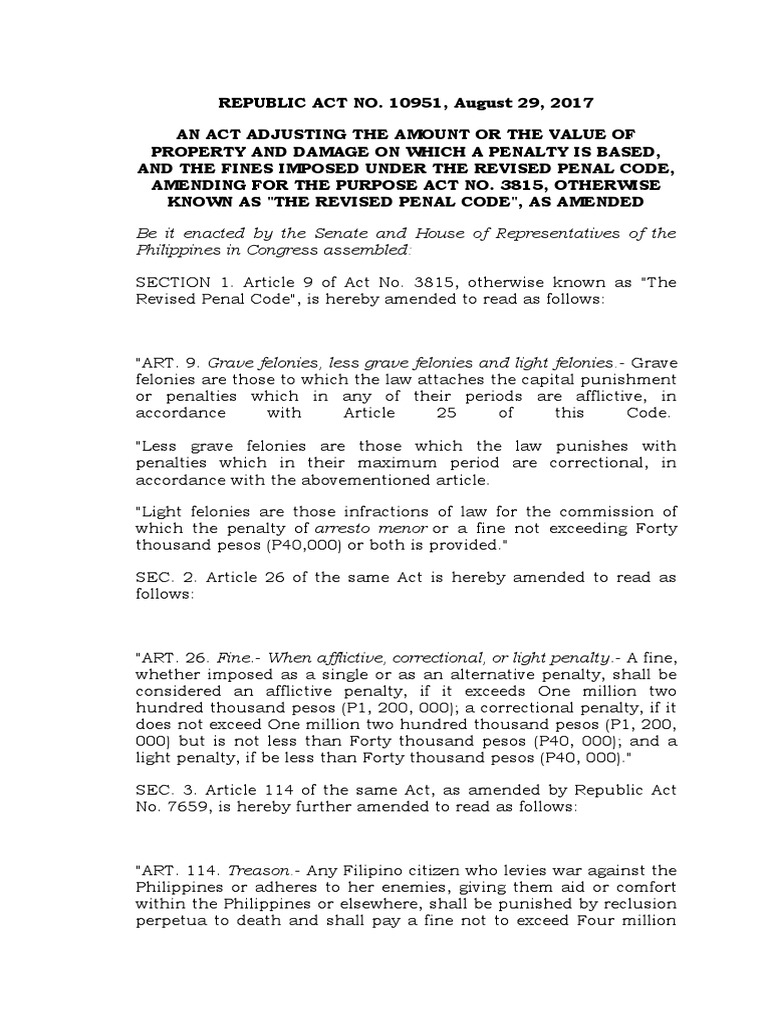 An act adjusting penalty amounts and fines in the revised penal code of
