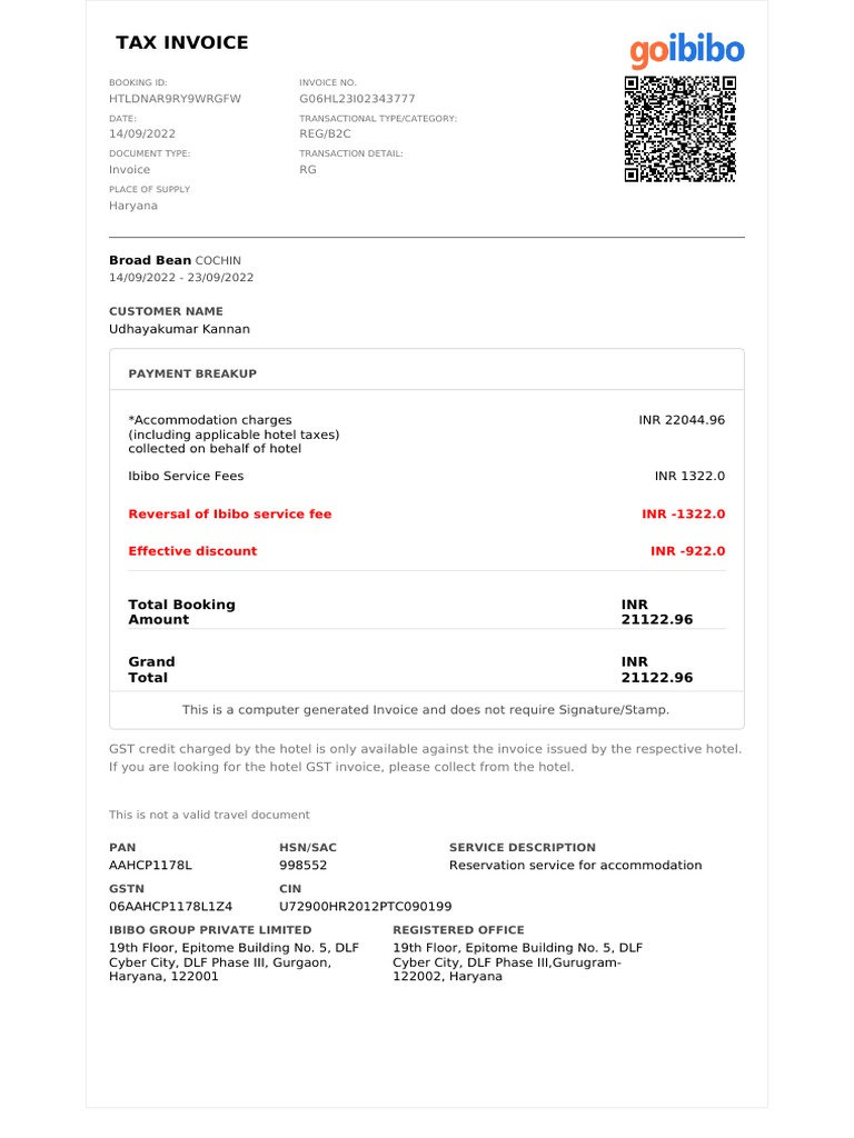 Hotel Invoice | PDF