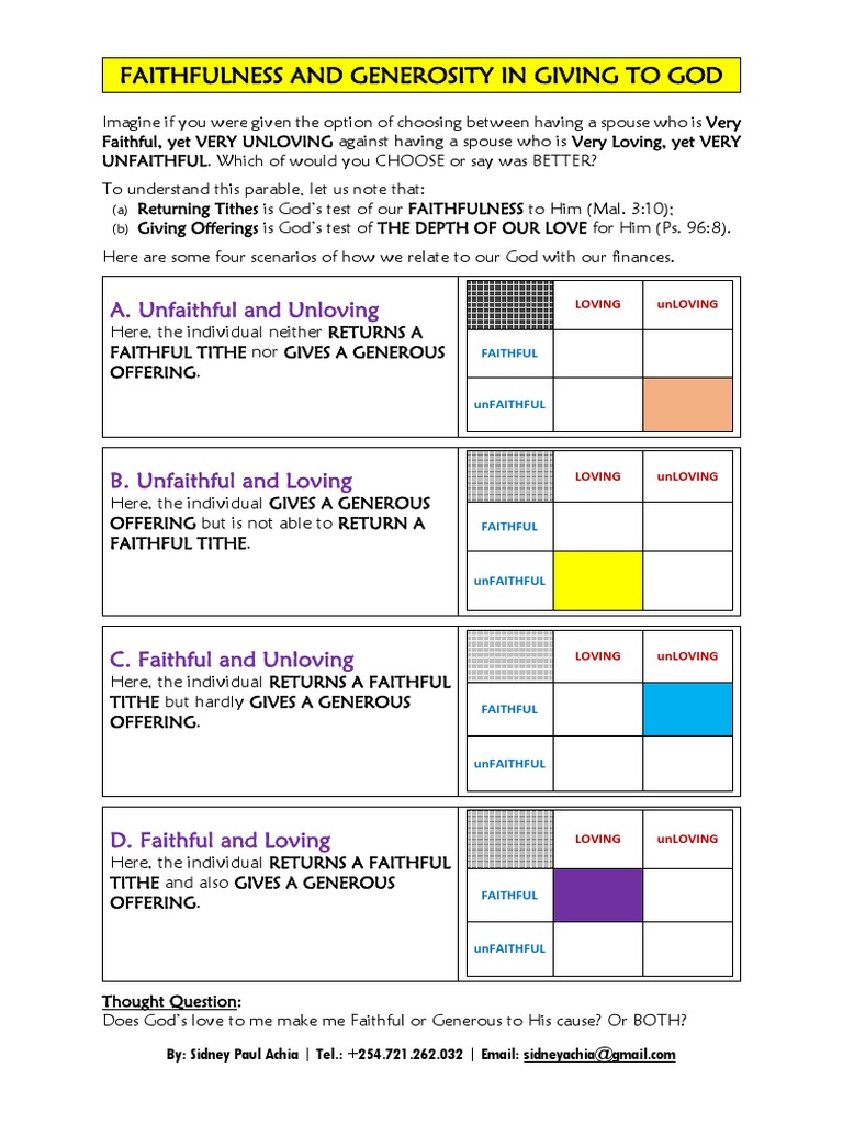 Faithfulness And Generosity In Giving To God Pdf