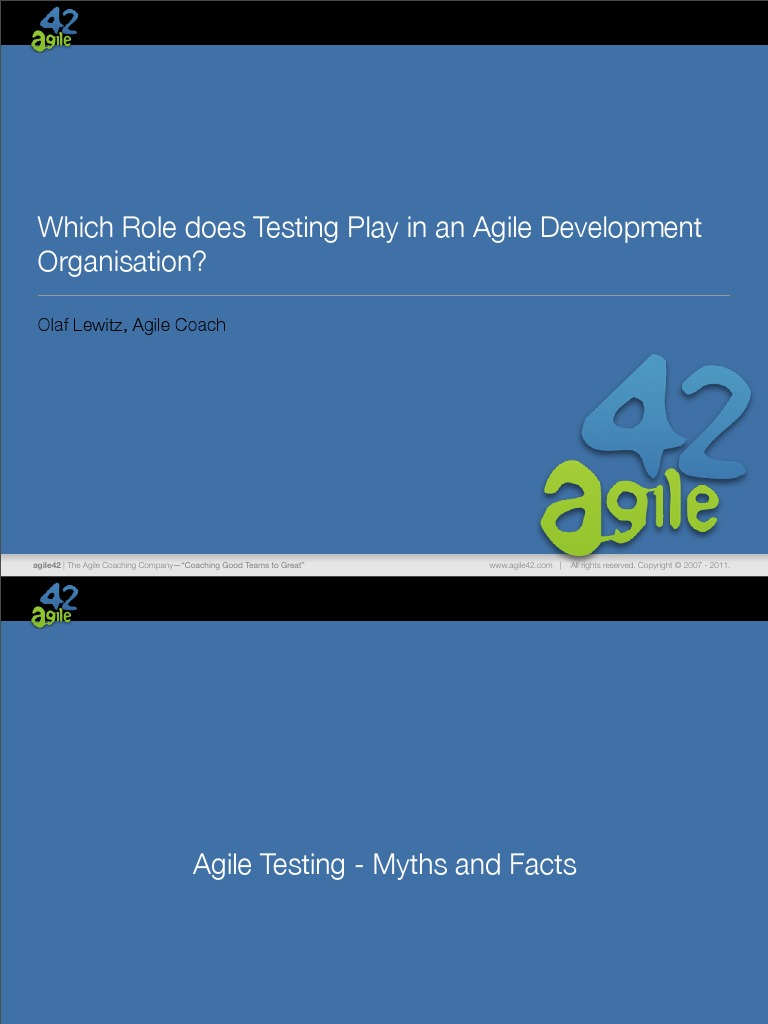 Role of Testing in Agile PDF Software Testing Agile Software