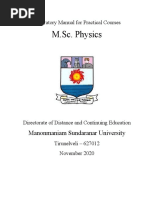 M.Sc. Physics: Manonmaniam Sundaranar University