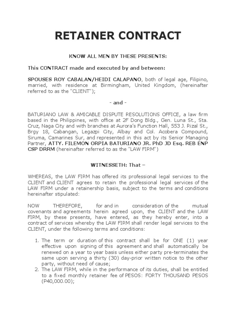Legal Retainer Agreement | PDF | Foreclosure | Attorney's Fee