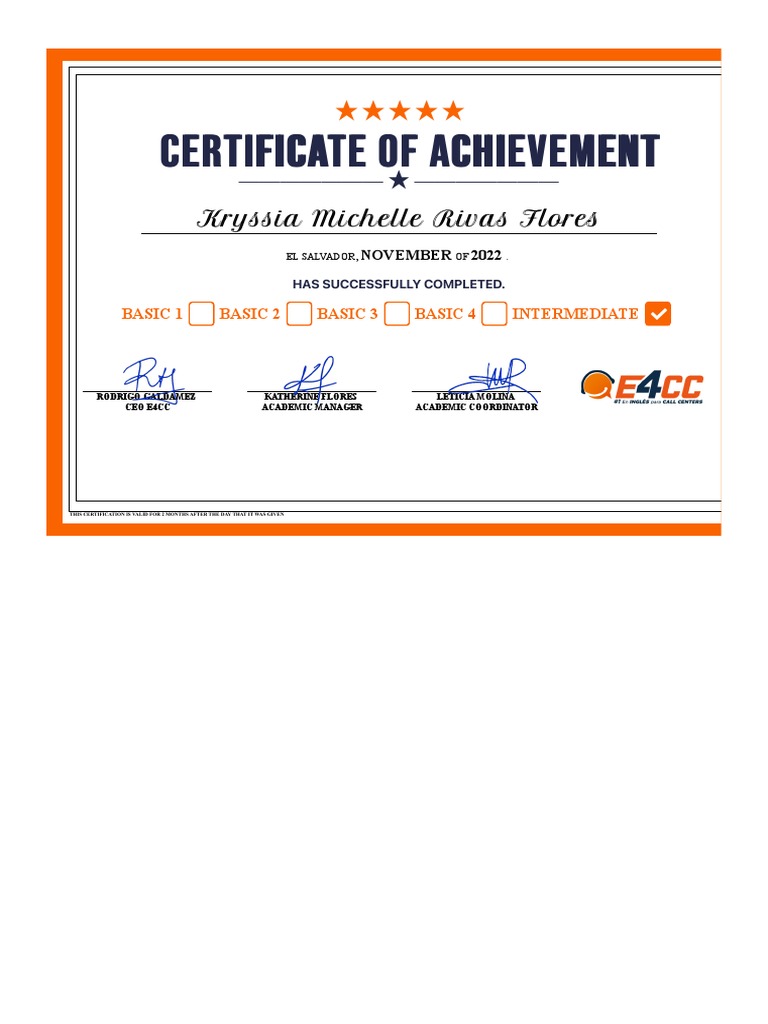 E4CC Basic Course Completion Certificate | PDF