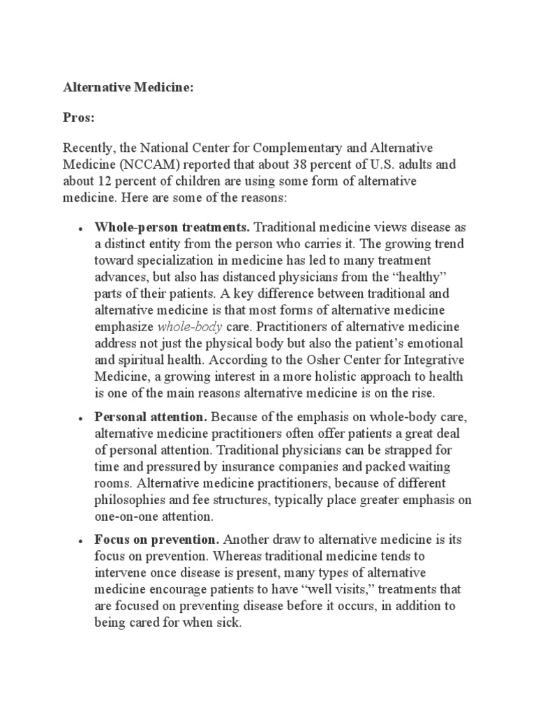 Alternative Medicine Pros and Cons WholeBody Care vs Limited Research