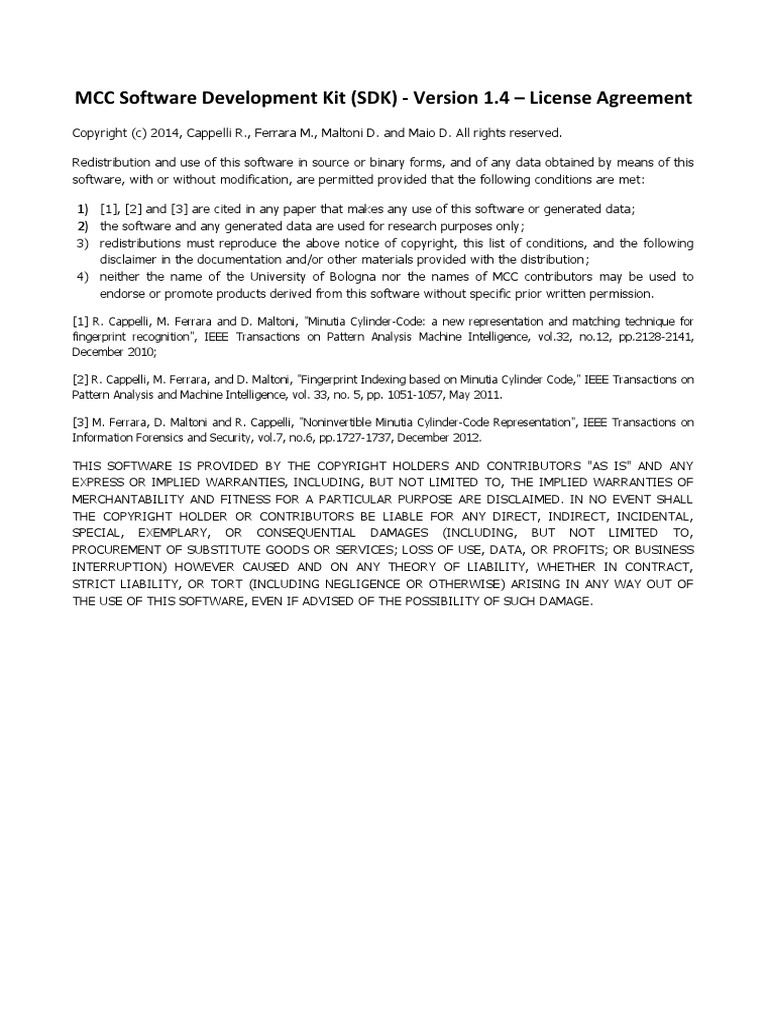 MCCSDK License v1.4 | PDF | Computers