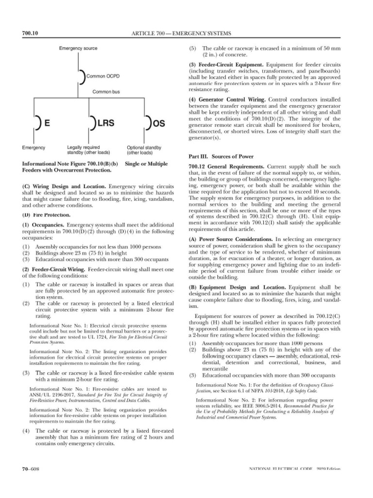 NFPA 70 Emergency Power PDF