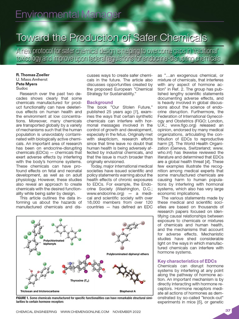 Toward The Production Of Safer Chemicals Pdf Hormone
