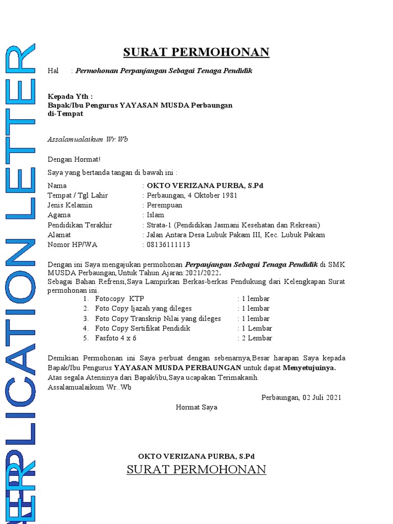 Surat Lamaran Ke Musda | PDF