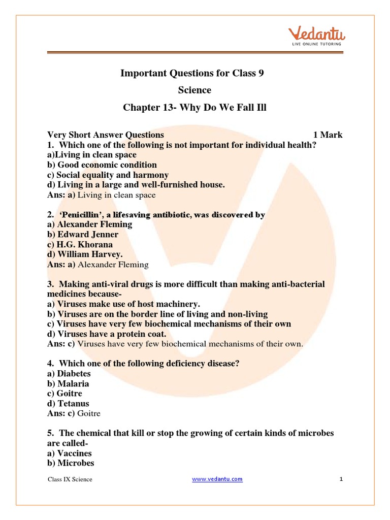 Class 9 Health and Disease Q&A Guide | PDF | Infection | Pathogen