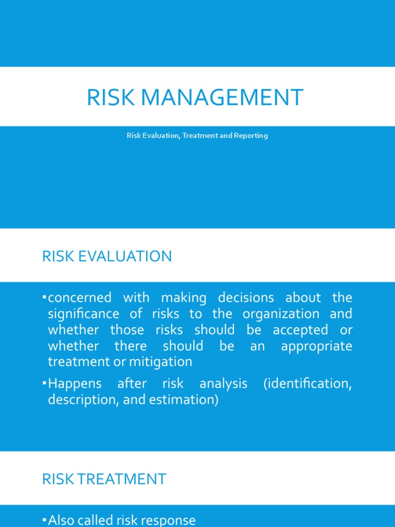 Risk Management: Evaluation & Treatment | PDF | Risk | Risk Management