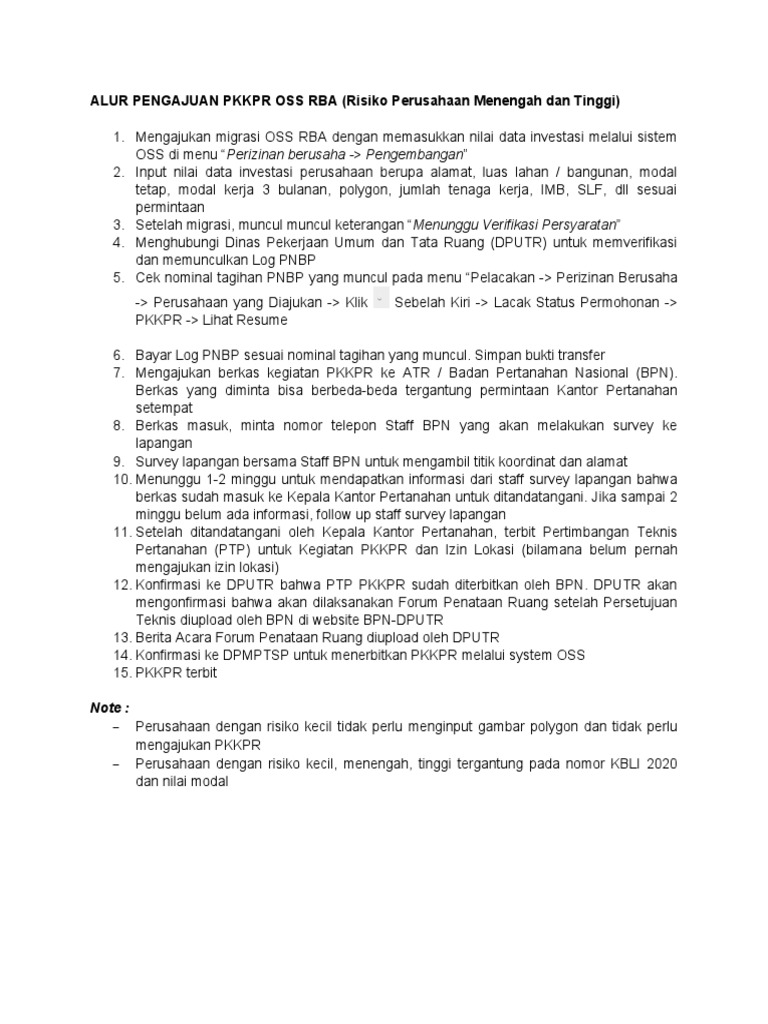 ALUR PENGAJUAN PKKPR OSS RBA PDF
