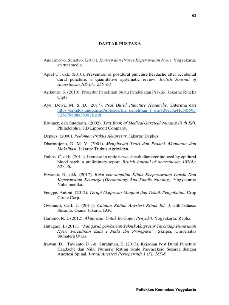 Daftar Pustaka Keperawatan Dan Anestesi Pdf
