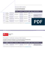 UWE Bristol's International College Summary Sheet Autumn 2022