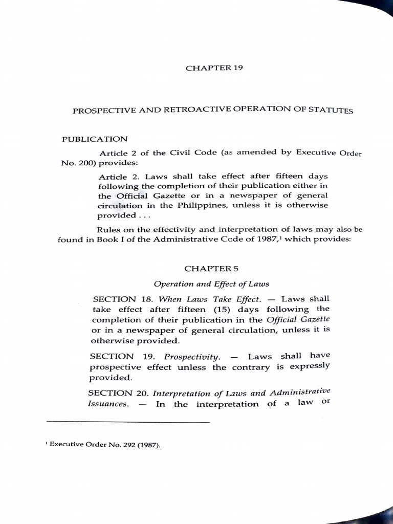 Prospective Retroactive Operation of Statutes PDF Ex Post Facto Law