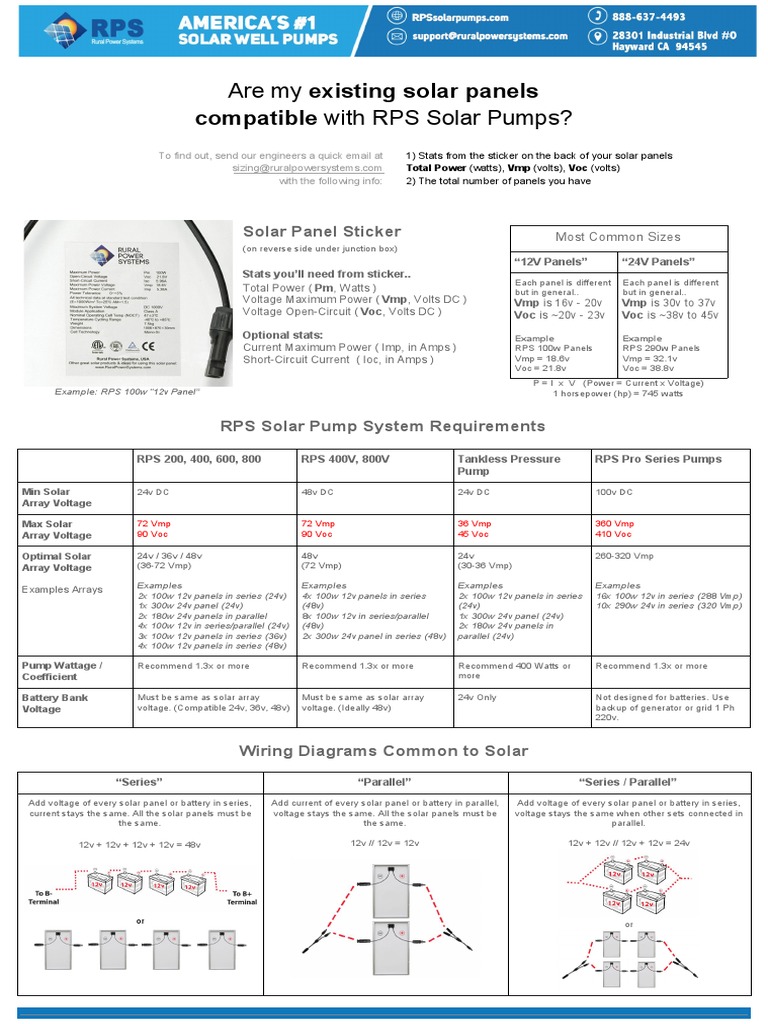 RPS Solar Pump Compatibility Guide | PDF | Series And Parallel Circuits ...