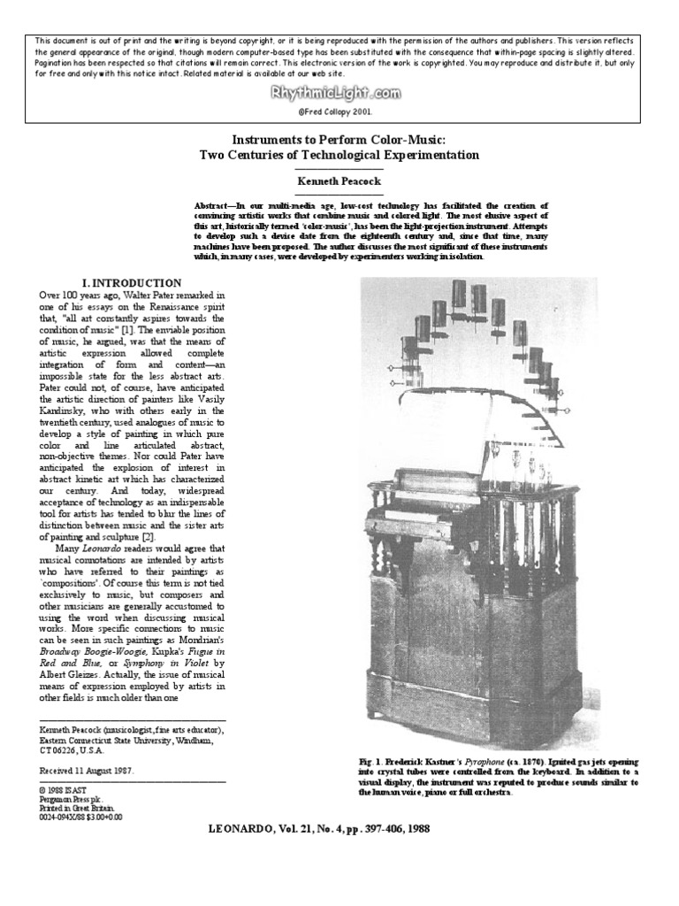 Instruments To Perform Color (In 20th Century Music) | PDF | Abstract ...