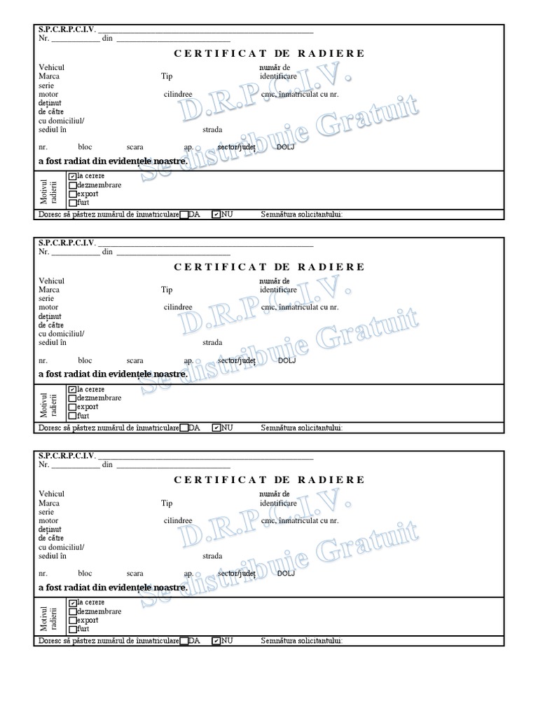Certificat de Radiere Model | PDF