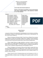 Barangay Resolution For BE