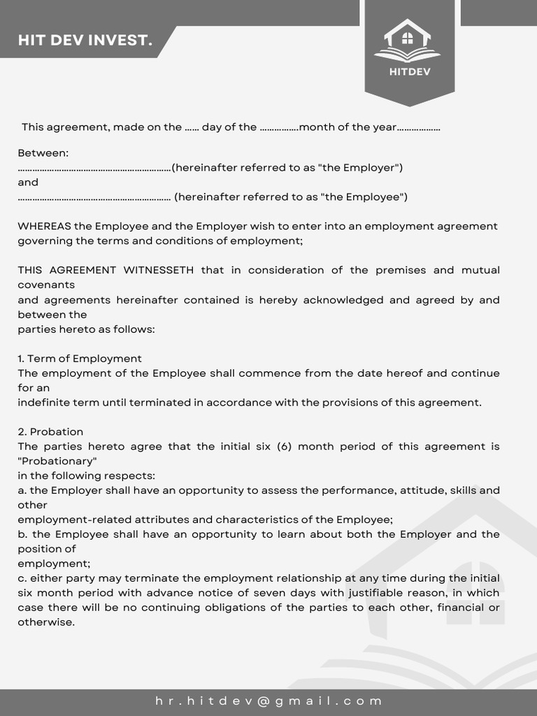 Sample Job Contract HITDEV | PDF | Employment | Confidentiality