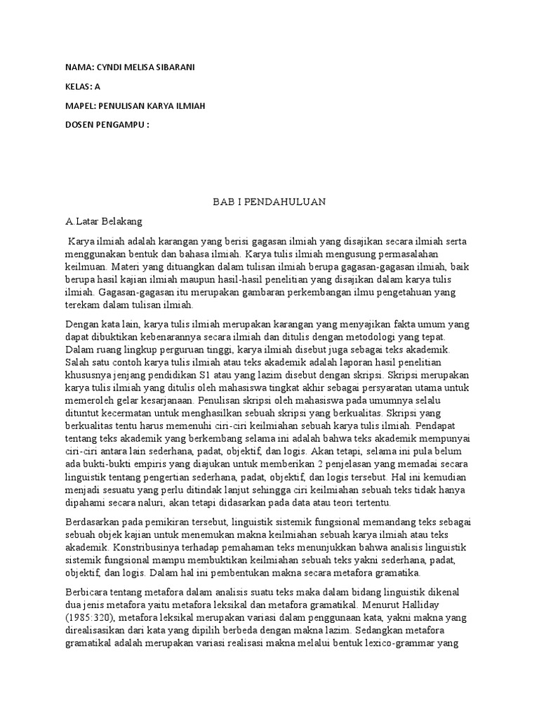 Pendahuluan Karya Ilmiah Pdf